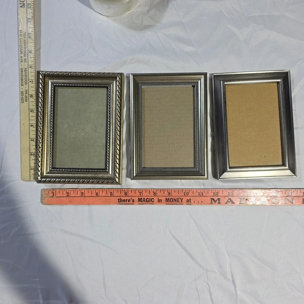 Malden Silver Picture Frame Set of 3 4x6 Rope Beaded Textured Tabletop Decor